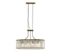 Lámpara Colgante De Mesa B: 78 Cm En Bronce Antiguo 5x E27 Cristal