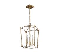 Lámpara Colgante De Metal E14 B: 30,5 Cm En Oro Antiguo 3 Fuegos Vintage