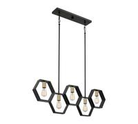 Lámpara Colgante De Metal En Negro Y Dorado: 101,6 Cm Alargada Moderna