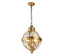 Lámpara Colgante De Metal Y Vidrio Ø 37,1 Cm En Latón Bronceado 3x E14