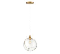 Lámpara Colgante De Metal Y Vidrio E27 D: 27,4 Cm En Latón Antiguo Esfera