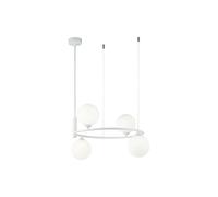 Lámpara Colgante De Metal Y Vidrio G9 39 Cm De Ancho Blanca 4 Fuegos Moderna