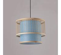 Lámpara colgante de mimbre costera Iluminación colgante de bambú Lámpara japonesa tejida a mano Pantalla azul Lámpara colgante de estilo del sudeste asiático Material de ratán Lámpara de techo de una