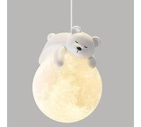 Lámpara colgante de oso lindo con impresión 3D Globo de luna Lámpara de araña de conejo durmiente de dibujos animados Lámpara colgante de planeta para niños Habitación de niños Lámpara colgante de 3 l