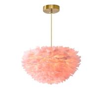 Lámpara colgante de pluma rosa Lámpara de techo de ganso tejida a mano natural Lámpara de techo para bar, comedor, sala de estudio, sala de estar, 30 cm
