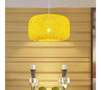 Lámpara colgante de ratán con hilo tejido a mano, lámpara de techo de lino y ratán, lámpara de techo con forma de nido de pájaro, lámpara de techo de estilo pastoral natural para restaurante, ca