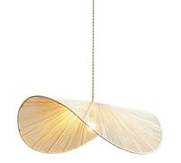 Lámpara colgante de ratán de 1 luz, lámpara colgante de cuerda de cáñamo tejida a mano para isla de cocina, restaurante, sala de manualidades, estilo rústico, candelabro con forma de sombrero, lámpara