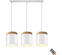 Lámpara Colgante De Techo A Pilas con Mando A Distancia Y Bombilla, Sin Cableado, Recargable, Ideal para Cocina, Isla, Comedor, Sala De Estar, Dormitorio, Casa De Campo., White, Straight Bar 3 in 1