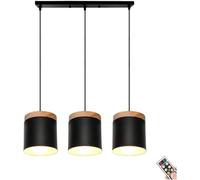 Lámpara Colgante De Techo A Pilas con Mando A Distancia Y Bombilla, Sin Cableado, Recargable, Ideal para Cocina, Isla, Comedor, Sala De Estar, Dormitorio, Casa De Campo., Black, Disc 3 in 1