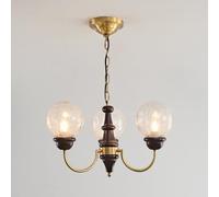 Lámpara colgante de techo de 3 luces de madera de mediados de siglo, estilo rústico vintage con vidrio agrietado, lámpara colgante dorada antigua para comedor, dormitorio, sala de estar, cocina e isl