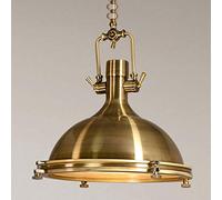 Lámpara colgante de techo de hierro forjado vintage con pantalla, estilo industrial antiguo, retro, con casquillo E27 y cadena ajustable, ideal para cocina, sala de estar o porche. Color bronce.