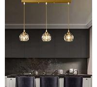 Lámpara Colgante de Techo de latón Dorado de 3 Luces con candelabros de Cristal. Lámpara Lineal Moderna para Dormitorio, Sala de Estar, Comedor o Isla de Cocina. ¡Cambia a Algo Mejor!