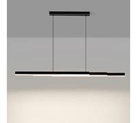 Lámpara Colgante de Techo de Metal Negro con Pantalla Acrílica Blanca, Moderna Lámpara Colgante Led de 3 Modos de Color, Lámparas Colgantes Lineales para Comedor, Lámparas de Araña Largas Creativas pa