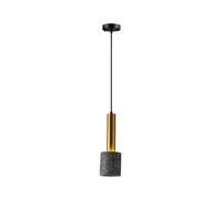 Lámpara Colgante de Techo de terrazo nórdico de una Sola Cabeza con Pantalla de Piedra Natural, cilíndrica, de una luz, Moderna y Minimalista, para tetería, Restaurante (Gris oscur