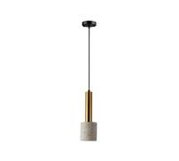 Lámpara Colgante de Techo de terrazo nórdico de una Sola Cabeza, Pantalla de Piedra Natural, cilíndrica, de una luz, Moderna y Minimalista, para tetería, Restaurante (Gris Claro).