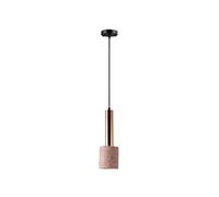 Lámpara Colgante de Techo de terrazo nórdico de una Sola Cabeza, Pantalla de Piedra Natural, cilíndrica, de una luz, Moderna y Minimalista, para tetería, Restaurante (Rosa)