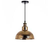 Lámpara Colgante de Techo Dorada con Tulipa Redonda | Modelo Kutno 7hSevenOn Deco | Lámpara de Techo Retro Vintage | Lámpara de Interior para Salón, Comedor... | 26x26x16cm