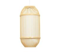 Lámpara colgante de tejido cilíndrico, lámpara colgante nórdica, acabado de mimbre tejido a mano, cúpula de una sola cabeza, lámpara de techo con linterna beige for cocina, isla, bar, mesita de noche