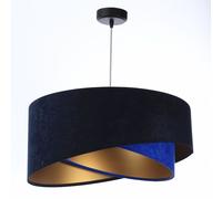 Lámpara Colgante De Tela Ø 50 Cm Terciopelo Azul Oro Ajustable