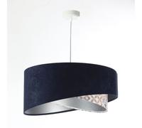 Lámpara Colgante De Tela Azul Beige Plata E27 Redonda Ø 50 Cm Ajustable