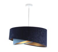 Lámpara Colgante De Tela De Terciopelo Redonda D: 50 Cm E27 Azul Dorado Moderno