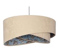 Lámpara Colgante De Tela De Terciopelo Redonda D: 50 Cm E27 Beige Azul Moderna