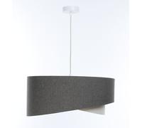 Lámpara Colgante De Tela Gris Crema E27 Redonda D: 50 Cm Moderna Ajustable