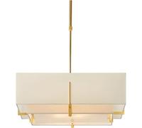 Lámpara Colgante de Tela Moderna China, Minimalista, Rey Cuadrada, para Sala de Estar, Comedor Y Restaurante (Dorada)./Oro