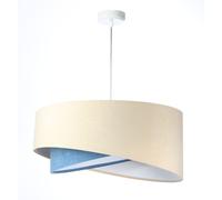 Lámpara Colgante De Tela Redonda D: 50 Cm E27 Blanca Crema Azul Terciopelo