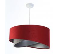 Lámpara Colgante De Tela Rojo-Marrón Gris Plata E27 Redonda Ø 50 Cm Ajustable