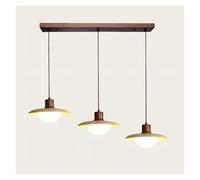 Lámpara Colgante de travertino Natural y Madera Maciza | Lámpara Colgante nórdica Moderna para cocinas y comedores (Modelo de Nogal de 2 Cabezales y 60 cm de Profundidad) (Modelo de Nogal de 3 cabez