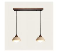 Lámpara Colgante de travertino Natural y Madera Maciza | Lámpara Colgante nórdica Moderna para cocinas y comedores (Modelo de Nogal de 2 Cabezales y 60 cm de Profundidad) (Modelo de Nogal de 2 cabez
