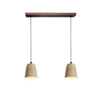 Lámpara Colgante de travertino Natural y Madera Maciza | Lámpara Colgante nórdica Moderna para cocinas y comedores (Modelo de Nogal de 2 Cabezales y 60 cm de Profundidad) (Modelo de Nogal de 3 cabez