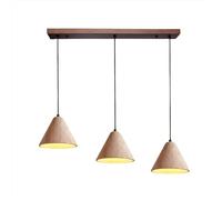 Lámpara Colgante de travertino Natural y Madera Maciza | Lámpara Colgante nórdica Moderna para cocinas y comedores (Modelo de Nogal de 2 Cabezales y 60 cm de Profundidad) (Modelo de Nogal de 3 cabez