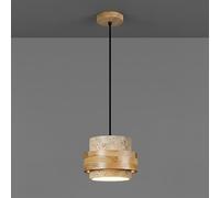 Lámpara colgante de travertino y madera maciza, lámpara colgante con capas de piedra natural, lámpara colgante minimalista de piedra nórdica para dormitorio, sala de estar y comedor, lámpara de techo