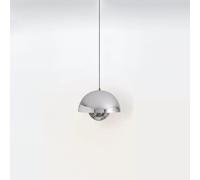 Lámpara Colgante De Una Luz E27 con Diseño Semicircular Y Altura Ajustable; Ideal para Iluminación De Islas De Cocina, Salas De Estar, Dormitorios Y Restaurantes. Chrome