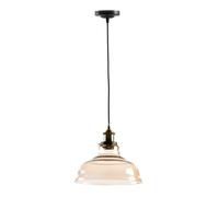 Lámpara Colgante de Vidrio Soplado Brio - Embellecedor Metálico Vintage - Ø28 cm - Casquillo E27 - Altura Ajustable 100 cm - IP20 - Ambar