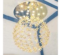 Lámpara colgante dúplex giratoria para escaleras, sala de estar, escalera, moderna, concisa, larga, colgante, iluminación GU10, lámpara de araña grande de cristal hueco, lámpara colgante de alambre