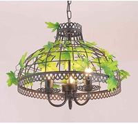 Lámpara colgante duradera de hierro forjado, luces colgantes de cristal creativas retro con plantas, restaurante, cafetería, bar, tienda de ollas calientes, lámpara de decoración yd (color: B), color: