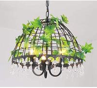 Lámpara colgante duradera de hierro forjado, luces colgantes de cristal creativas retro con plantas, restaurante, cafetería, bar, tienda de ollas calientes, lámpara de decoración yd (color: B), color: