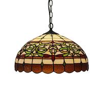 Lámpara colgante duradera, luces de techo colgantes de vidrieras creativas europeas de 16 pulgadas con cadena de hierro, lámpara de araña artística para dormitorio, restaurante, cafetería, E27, Max40W