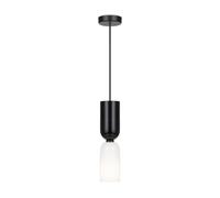 Lámpara Colgante E14 Metal Vidrio Ø 8 Cm Estrecha Negra Blanca Moderna