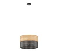 TK Lighting Nicol lámpara colgante, negro/efecto madera, Ø 38 cm, 1 luz, 1 x E27