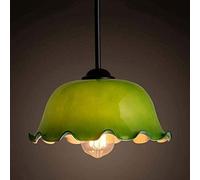Lámpara colgante E27, banquero antiguo tradicional, nostálgico, onda de encaje verde, cabeza única, luz colgante de vidrio verde, sala de estar creativa, cafetería, bar, decoración, lámpara de araña,