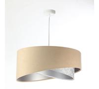 Lámpara Colgante E27 Redonda Ø 50 Cm Tela Beige Gris Plata Ajustable