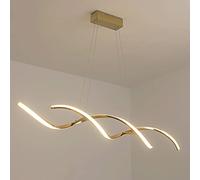 Lámpara colgante en espiral lineal de 43,3 pulgadas, lámpara colgante de tira de metal ultrafina con pantalla de silicona, LED moderno, lámparas de suspensión para isla de cocina, luces largas para