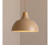 Lámpara colgante Envostar Kaitt, color arena, Ø 34 cm, detalle de madera