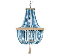 Lámpara Colgante Estilo Bohemio de 15,8" con Cuentas de Madera, Estilo Costero, Ajustable, Estilo Rústico Vintage, Ideal para Dormitorio, Sala de Estar Y Comedor./2