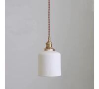 Lámpara colgante estilo granja , lámpara colgante de latón con pantalla de cerámica blanca, lámpara decorativa para comedor, luminaria E27, lámparas colgantes industriales vintage para loft, granero