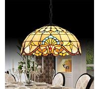 Lámpara colgante estilo Tiffany Araña comedor clásico vintage, LED E27 redonda de vidrio rústico de colores iluminación colgante para cocina dormitorio salón Plafón de techo, regulable altura, Ø40cm
